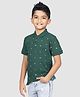 CRAZY PENGUIN Elite Cotton Knit Half Sleeves Abstract Printed Polo Tee - Green