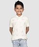 CRAZY PENGUIN Elite Cotton Knit Half Sleeves Hot Air Balloon Printed Polo Tee - Off White