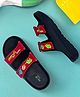 Hopits Dinosaur Designed With Double Velcro Closure & Changeable Straps Water Proof Sliders - Black