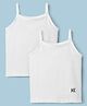 Kookie Kids Cotton Lycra Knit Sleeveless Solid Color Slips with Bow Applique Pack of 2 - White