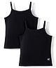 Kookie Kids Cotton Lycra Knit Sleeveless Solid Color Slips with Bow Applique Pack of 2 - Black