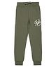 ALAN JONES Cotton Blend Knit Nyc Text Printed Pajama - Olive Green