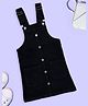 Kiddopanti Denim Woven Sleeveless Solid Pinafore Dress - Black