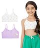 Plan B Cotton Elastane Knit Pack Of 2 Floral Printed Training Bras - White & Lavender