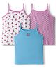 Kookie Kids Cotton Lycra Knit Sleeveless Slips with Polka Dots & Fruits Print Pack of 3 - Blue Pink & White