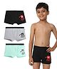 Plan B Cotton Knit Pack Of 3 Palms Printed Trunks - Black Aruba & Grey