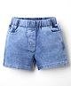 Kookie Kids Denim Solid Coloured Shorts With Two Pockets & Elasticated Waist -Light Blue