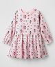 CUCUMBER Interlock Knit Full Sleeves Star Printed Frock - Pink