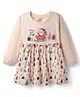 CUCUMBER Interlock Knit Full Sleeves Frock With Christmas Print - Peach