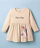 CUCUMBER Interlock Knit Full Sleeves Frock With Unicorn Print - Peach