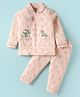 CUCUMBER Sinker Knit Full Sleeves Co-Ord Night Suit with Dino Print - Peach