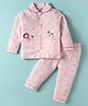 CUCUMBER Sinker Knit Full Sleeves Co-Ord Night Suit with Bear & Penguin Print - Light Pink