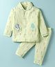 CUCUMBER Sinker Knit Full Sleeves Night Suit With Dino Print - Light Green