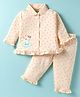 CUCUMBER Sinker Knit Full Sleeves Co-ords Night Suit With Star Print - Peach