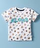 Simply Sinker Knit Half Sleeves T-Shirt with Aloha Text Print - White