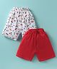 Simply Sinker Knit Knee Length Shorts with Racing Print Pack of 2 - Red & White