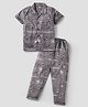 Evimo Single Jersey Knit Half Sleeves Co-ords Night Suit with Car Racing Print - Grey
