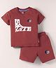 Evimo Single Jersey Knit Half Sleeves T-Shirt & Shorts Set With Skate Print - Red