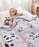Babyhug Cotton Quilt Panda Print - Grey | Soft and Comfortable| Breathable Fabric| New Born Gifting Option| Light Weight and Foldable| Travel Friendly| Machine Washable