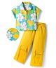 OLLINGTON ST. Cotton Knit Half Sleeves Floral Printed Top & Trackpant - Multicolor & Yellow