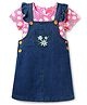 Babyhug Cotton Woven Half Sleeves Floral Printed Frock With Inner Tee - Navy Blue