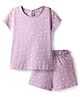 Kookie Kids Single Jersey Knit Half Sleeves Shorts Night Suit With Floral Print - Lavender