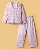 Kookie Kids Single Jersey Knit Full Sleeves Co-Ord Night Suit With Floral Print - Lavender