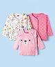 Babyhug 100% Cotton Knit Full Sleeves Antibacterial Front Open jhabla with Heart & Animal Print Pack of 3 - Pink & White