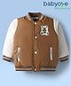 Babyoye Woven Full Sleeves Padded Hooded Jacket With Patch Detailing -Beige