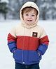 Babyoye Woven Full Sleeves Hooded padded Cut & Sew Jacket With Bear Patch - Multi Colour