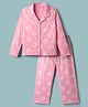 Kookie Kids Single Jersey Knit Full Sleeves Co-Ord Night Suit With Floral Print - Pink