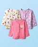 Babyhug 100% Cotton Interlock Knit Full Sleeves Antibacterial Front Open Jhablas with Floral & Butterfly Print Pack of 3 - Lilac White & Pink