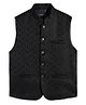 Charchit Cotton Woven Sleeveless Chevron Glitter Printed Nehru Jacket - Black