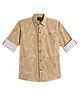 Charchit Cotton Woven Full Sleeves Leaves Printed Shirt - Gold