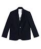 Charchit Cotton Blend Woven Full Sleeves Solid Blazer With Style Text Printed Tee - Navy Blue