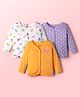 Babyhug 100% Cotton Interlock Knit Full Sleeves Antibacterial Jhablas with Polka Dot & Floral Print Pack of 3 - Orange Blue & White
