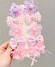 Babymoon Set of 5 Pearls Embellished Floral & Bow Applique Detailed Hair Clips - Pink