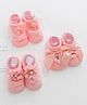 Babymoon Set of 3 Floral & Bow Applique Detailed Socks - Pink
