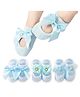 Babymoon Set of 3 Floral & Bow Applique Detailed Socks - Blue