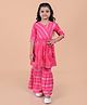 Nature Nook Kids Cotton Woven Three Fourth Sleeves Floral Printed Kurta Sharara Set - Pink