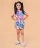 Nature Nook Kids Cotton Woven Short Sleeves Floral Printed Jumpsuit - Multi Colour