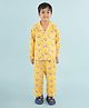 Nature Nook Kids Cotton Woven Full Sleeves Baby Animals Printed Coordinating Night Suit Set - Yellow & White