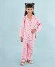 Nature Nook Kids Cotton Woven Full Sleeves Rainbow & Hearts Printed Coordinating Night Suit Set - Pink