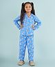 Nature Nook Kids Cotton Woven Full Sleeves Baby Animals Printed Coordinating Night Suit Set - Blue & White