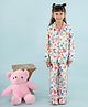Nature Nook Kids Cotton Woven Full Sleeves Checked & Butterflies Printed Coordinating Night Suit Set - White & Orange
