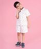 Nature Nook Kids Cotton Woven Half Sleeves Foot Prints Printed Coordinating Shirt & Shorts Set - White