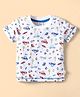 Simply Sinker Half Sleeves T-Shirt Cars Printed - White