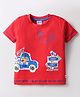 Simply Sinker Knit Half Sleeves T-Shirt with Car Print - Red