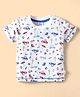 Simply Sinker Knit Half Sleeves T-Shirt with Scooter Print - White
