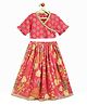 Campana 100% Cotton Woven Half Peasant Sleeves Floral Printed Gota Lace Embellished Lehenga Choli - Pink